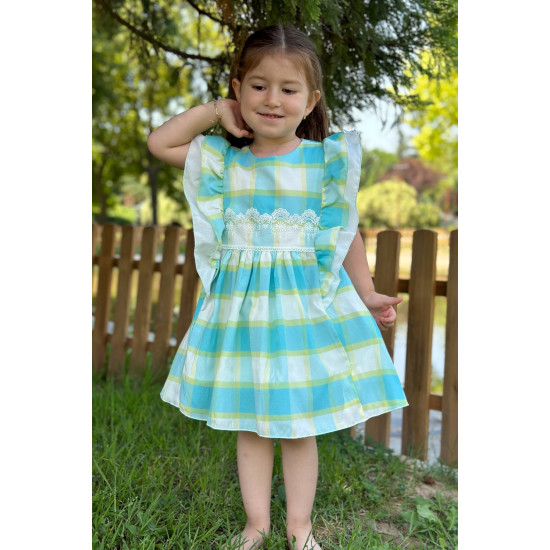 Kız Bebek Elbise Kız Çocuk Elbise Doğum Günü Parti Düğün Elbise Dantelli Kısa Kol Astarlı Elbise