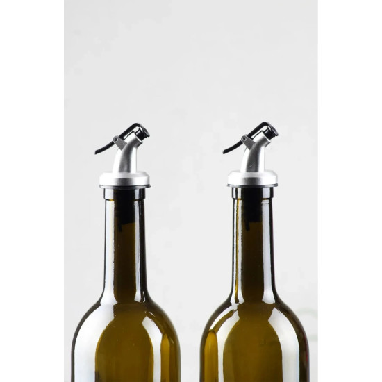 Ahşap Stantlı altlıklı   2'li 750 Ml Zeytinyağı Sıvıyağ Şişesi Yağdanlık Yağlık Cam Şişe