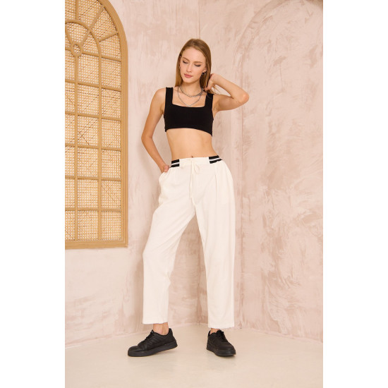 Pasaklı Giyim Kadın Bilek Boy Pantolon-Eşorfman, 3523210 Beyaz