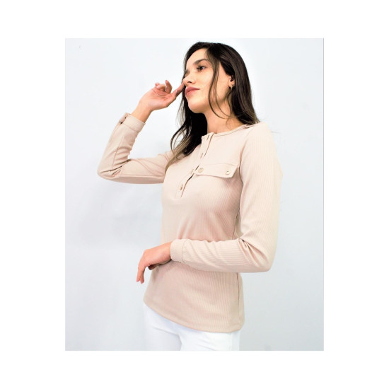 Kadın Taş Apoletli Düğmeli Kaşkorse Fitilli Bluz 3283200