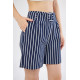Pasaklı Giyim Kadın Gabardin Kumaş Cepli Kemerli Tokalı Çizgili Kısa Şort Lacivert Beyaz 3562210