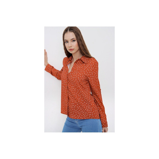 Kadın Kırmızı Uzun Kollu  Gömlek 700-2711200