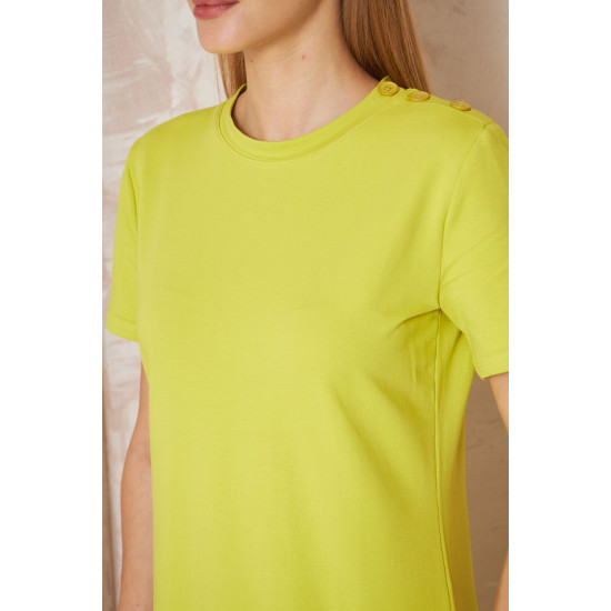 Pasaklı Giyim Kadın Omzu Düğmeli 3618310 Yağ Yeşili