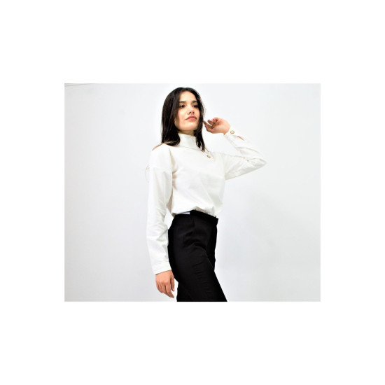 Kadın Siyah Beli Beyaz Lastikli Bant Şeritli Arka Yan Cepli Dar Kesim Kumaş Kalem Pantolon 3186220