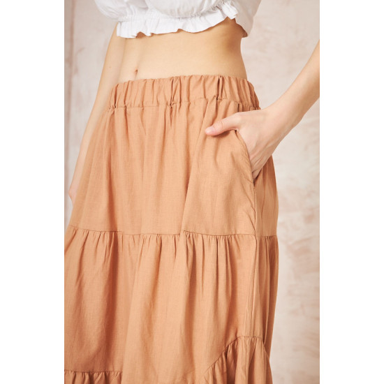 Pasaklı Giyim Kadın Asimetrik 3 Kat Etek 3574300 Camel