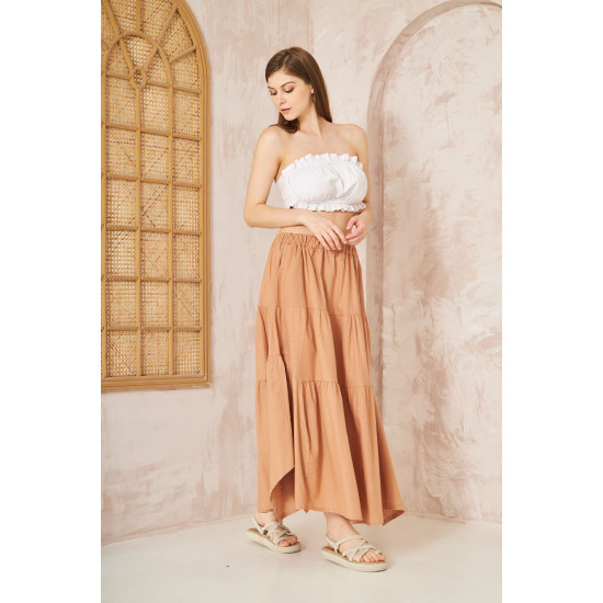 Pasaklı Giyim Kadın Asimetrik 3 Kat Etek 3574300 Camel