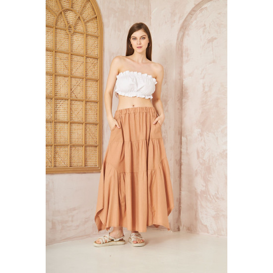 Pasaklı Giyim Kadın Asimetrik 3 Kat Etek 3574300 Camel