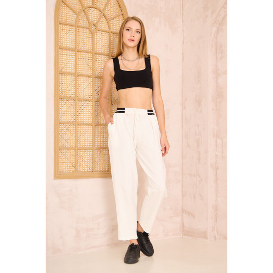 Pasaklı Giyim Kadın Bilek Boy Pantolon-Eşorfman, 3523210 Beyaz