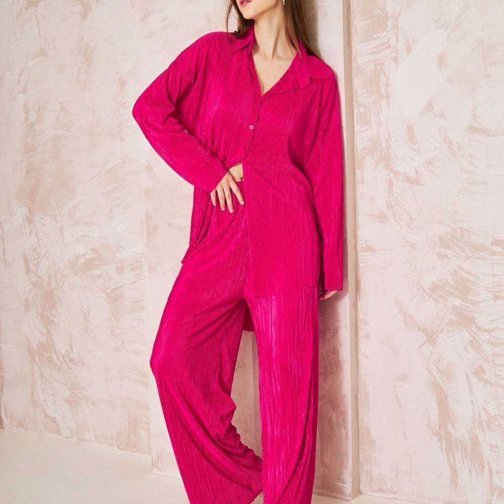 Pasaklı Giyim kadın Piliseli Bürümcük Pantolon Tunik Alt Üst Takım 3573374 Fuşya