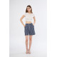 Pasaklı Giyim Kadın Gabardin Kumaş Cepli Kemerli Tokalı Çizgili Kısa Şort Lacivert Beyaz 3562210