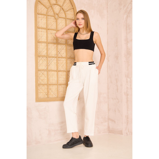 Pasaklı Giyim Kadın Bilek Boy Pantolon-Eşorfman, 3523210 Beyaz