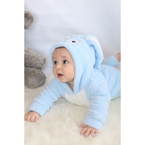 Welsoft Peluş Fermuarlı Kışlık Unisex Kız Erkek Bebek Uyku Tulumu Bebek Tulumu Çocuk Tulumu Kostümü