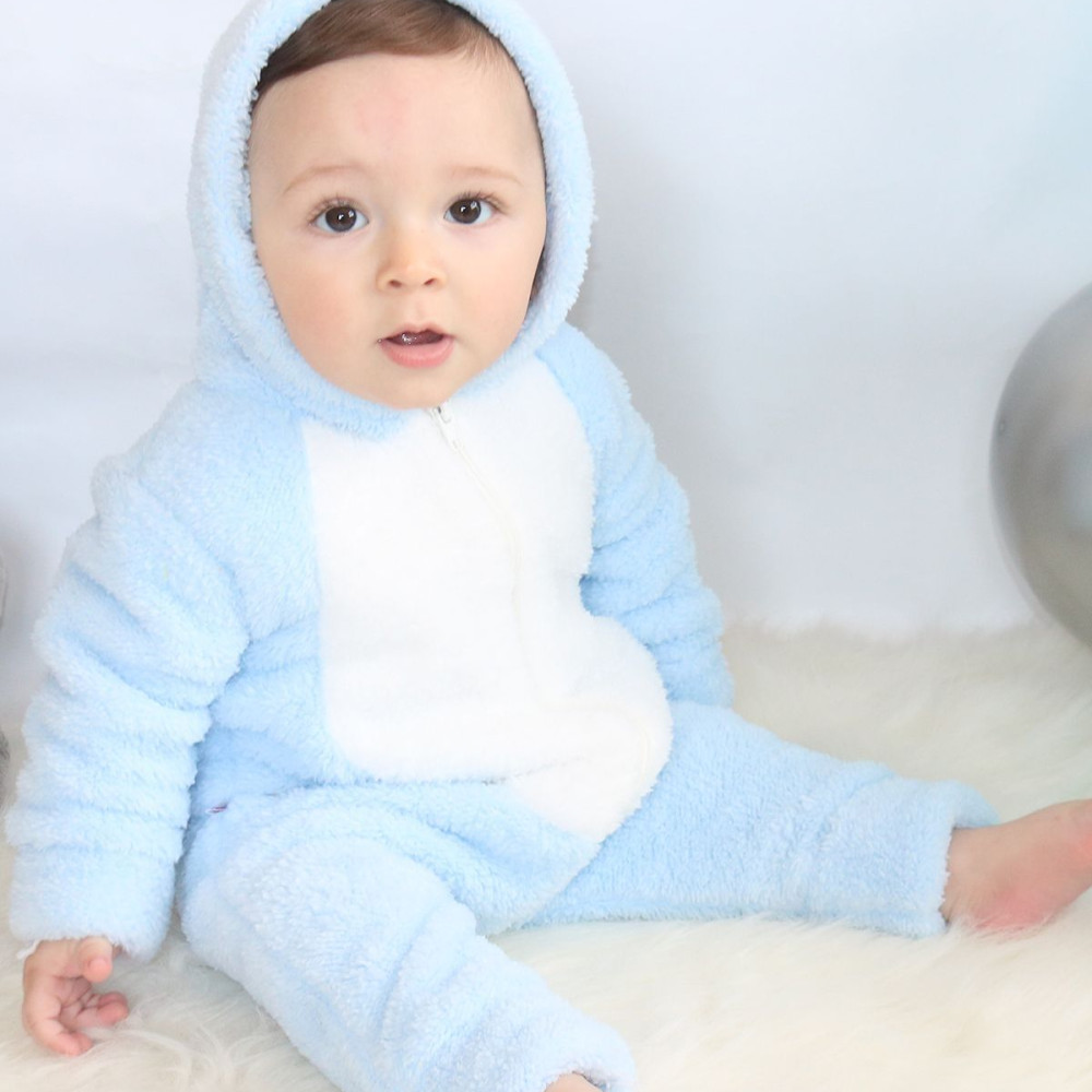 Welsoft Peluş Fermuarlı Kışlık Unisex Kız Erkek Bebek Uyku Tulumu Bebek Tulumu Çocuk Tulumu Kostümü