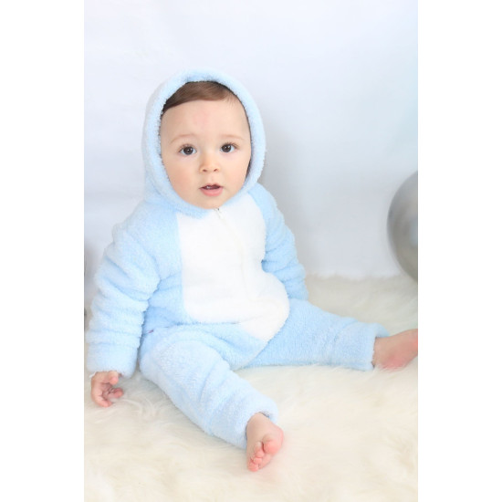 Welsoft Peluş Fermuarlı Kışlık Unisex Kız Erkek Bebek Uyku Tulumu Bebek Tulumu Çocuk Tulumu Kostümü