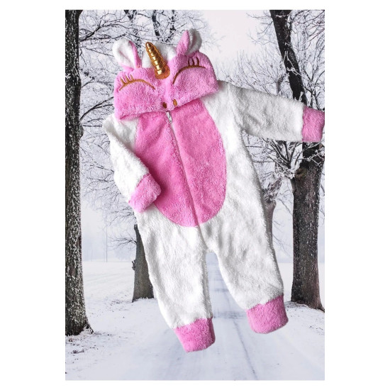Welsoft Peluş Fermuarlı Kışlık Unisex Kız Erkek Bebek Uyku Tulumu Bebek Tulumu Çocuk Tulumu Kostümü