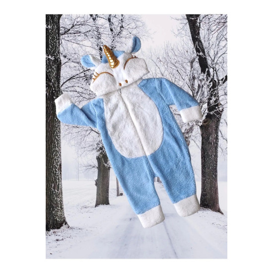 Welsoft Peluş Fermuarlı Kışlık Unisex Kız Erkek Bebek Uyku Tulumu Bebek Tulumu Çocuk Tulumu Kostümü