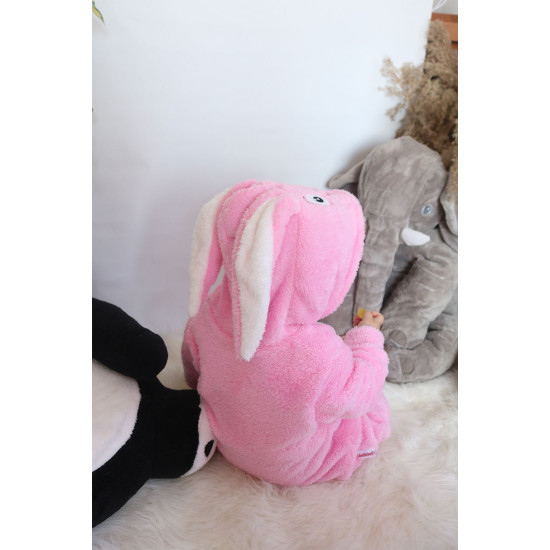 Welsoft Peluş Fermuarlı Kışlık Unisex Kız Erkek Bebek Uyku Tulumu Bebek Tulumu Çocuk Tulumu Kostümü Pembe