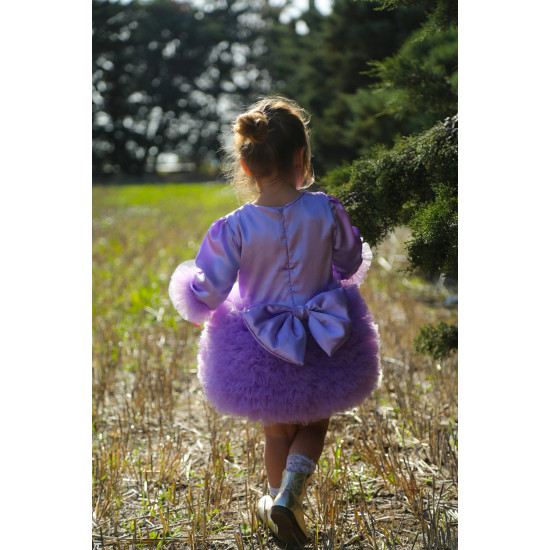 BabyAnimals Tüllü Tütü Saten Kız Çocuk Elbise Mor