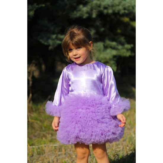 BabyAnimals Tüllü Tütü Saten Kız Çocuk Elbise Mor