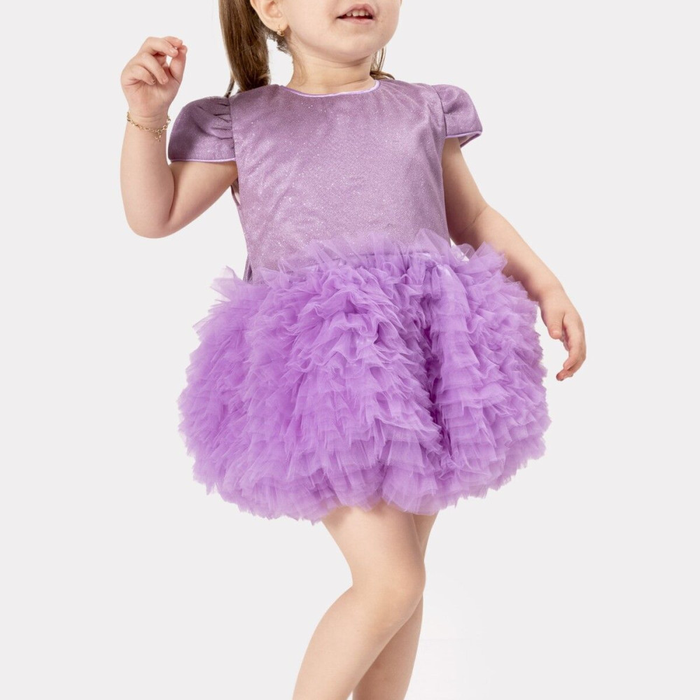 Bebek Kız Çocuk Doğum Günü Parti Düğün Elbise Tüllü Tütü Astarlı Çocuk Giyim Bebek Giyim Kız Mor