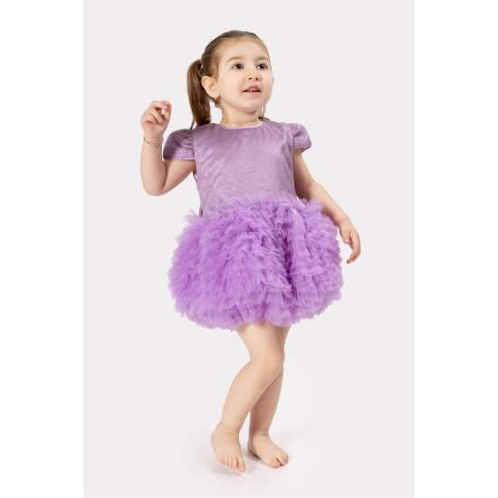 Bebek Kız Çocuk Doğum Günü Parti Düğün Elbise Tüllü Tütü Astarlı Çocuk Giyim Bebek Giyim Kız Mor