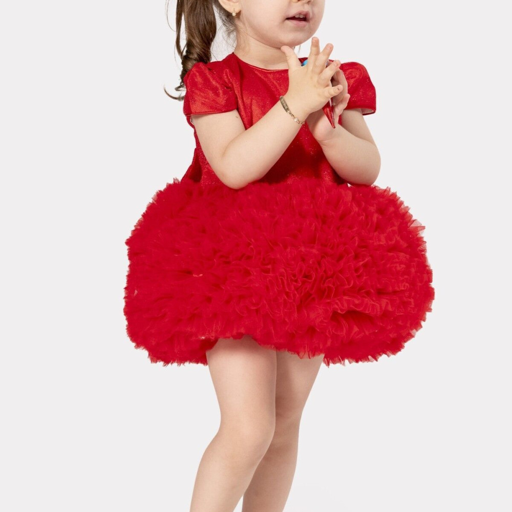 Bebek Kız Çocuk Doğum Günü Parti Düğün Elbise Tüllü Tütü Astarlı Çocuk Giyim bebek giyim Kız Kırmızı