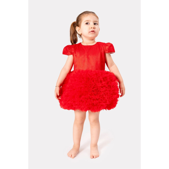 Bebek Kız Çocuk Doğum Günü Parti Düğün Elbise Tüllü Tütü Astarlı Çocuk Giyim bebek giyim Kız Kırmızı