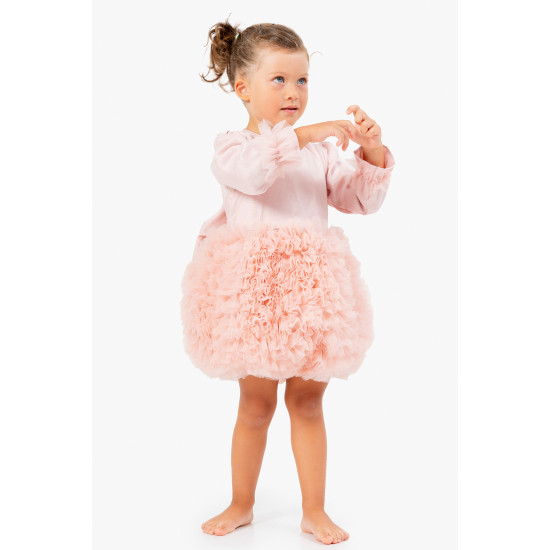 BabyAnimals Tüllü Tütü Simli Kız Çocuk Elbise Pudra