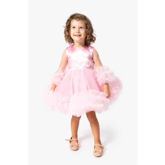 Kız Bebek Elbise Kız Çocuk Elbise Doğum Günü Parti Düğün Tütü Tüllü Uzun Kollu Astarlı Elbise