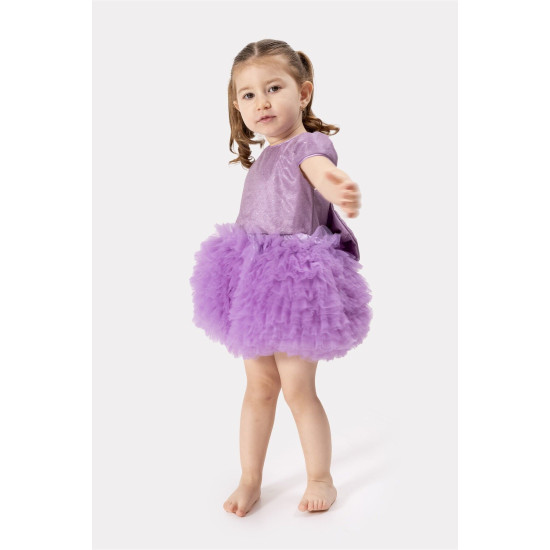 Bebek Kız Çocuk Doğum Günü Parti Düğün Elbise Tüllü Tütü Astarlı Çocuk Giyim Bebek Giyim Kız Mor
