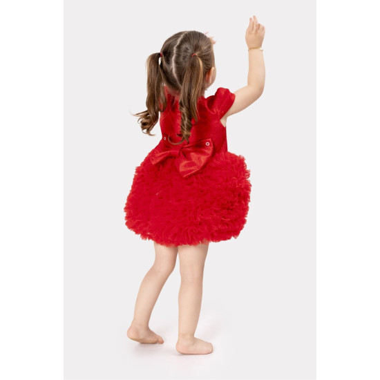 Bebek Kız Çocuk Doğum Günü Parti Düğün Elbise Tüllü Tütü Astarlı Çocuk Giyim bebek giyim Kız Kırmızı