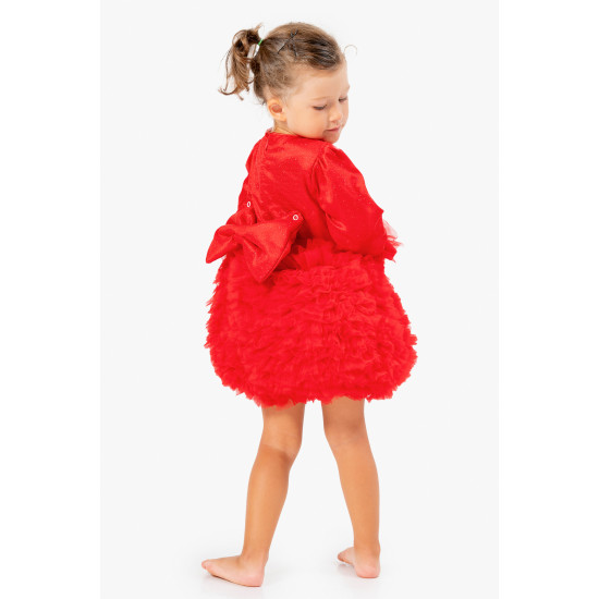 Kız Bebek Elbise Kız Çocuk Elbise Doğum Günü Parti Düğün Tütü Tüllü Uzun Kollu Astarlı Elbise