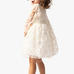 BabyAnimals Tüllü Papatyalı Kız Çocuk Elbise Krem