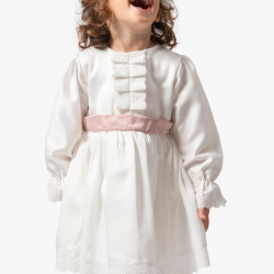 Kız Bebek Elbise Kız Çocuk Elbise Doğum Günü Parti Uzun Kollu Astarlı Pamuk Saten Elbise