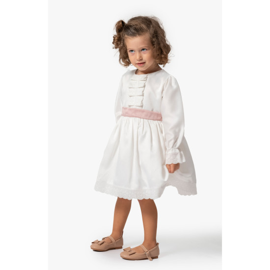 Kız Bebek Elbise Kız Çocuk Elbise Doğum Günü Parti Uzun Kollu Astarlı Pamuk Saten Elbise