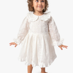 Kız Bebek Elbise Kız Çocuk Elbise Doğum Günü Parti Düğün Uzun Kollu Astarlı Pamuk Elbise