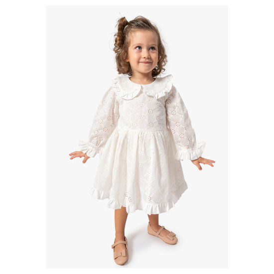 Kız Bebek Elbise Kız Çocuk Elbise Doğum Günü Parti Düğün Uzun Kollu Astarlı Pamuk Elbise