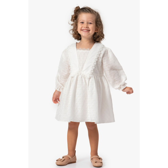 Kız Bebek Elbise Kız Çocuk Elbise Doğum Günü Parti Düğün Uzun Kollu Astarlı Pamuk Elbise