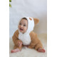 Welsoft Peluş Fermuarlı Kışlık Unisex Kız Erkek Bebek Uyku Tulumu Bebek Tulumu Çocuk Tulumu Kostümü Kahverengi