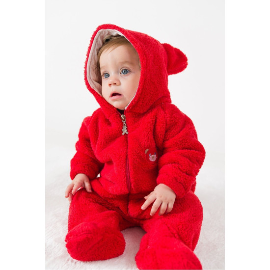 Welsoft Peluş Fermuarlı Kışlık Unisex Kız Erkek Bebek Uyku Tulumu Bebek Tulumu Çocuk Tulumu Kostümü
