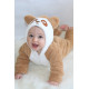 Welsoft Peluş Fermuarlı Kışlık Unisex Kız Erkek Bebek Uyku Tulumu Bebek Tulumu Çocuk Tulumu Kostümü Kahverengi