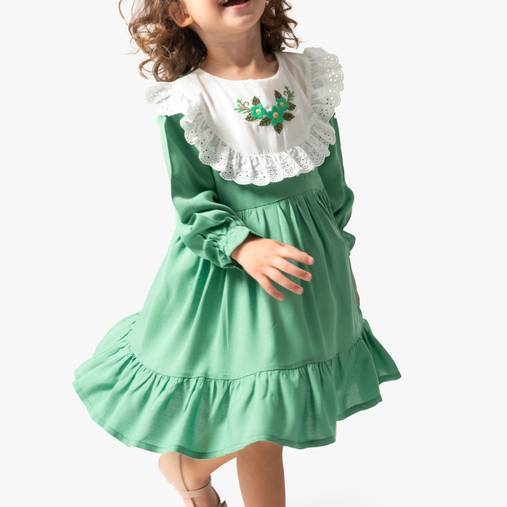 Kız Bebek Elbise Kız Çocuk Elbise Doğum Günü Parti Düğün Uzun Kollu Astarlı Elbise