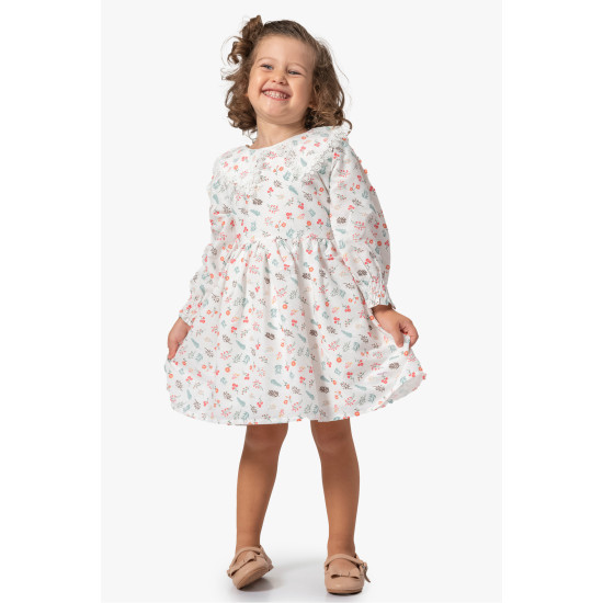 Kız Bebek Elbise Kız Çocuk Elbise Doğum Günü Parti Düğün Uzun Kollu Astarlı Pamuk Elbise