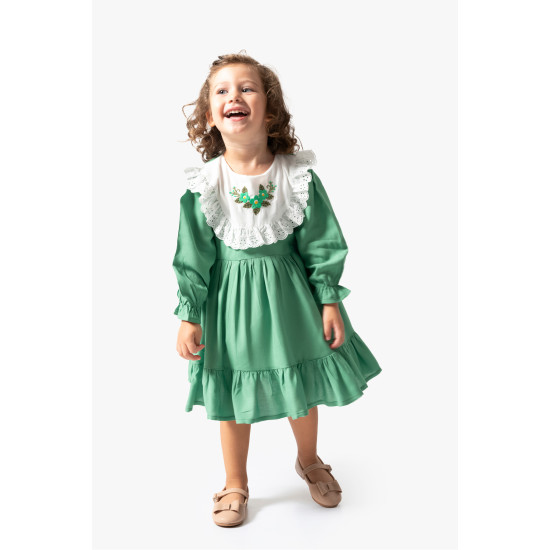 Kız Bebek Elbise Kız Çocuk Elbise Doğum Günü Parti Düğün Uzun Kollu Astarlı Elbise