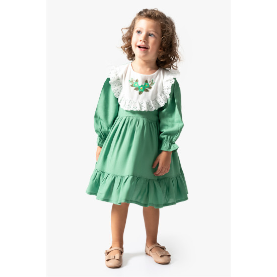 Kız Bebek Elbise Kız Çocuk Elbise Doğum Günü Parti Düğün Uzun Kollu Astarlı Elbise