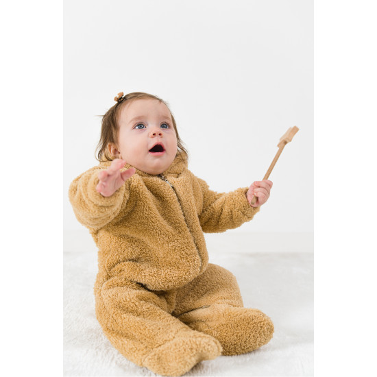 Welsoft Peluş Fermuarlı Kışlık Unisex Kız Erkek Bebek Uyku Tulumu Bebek Tulumu Çocuk Tulumu Kostümü