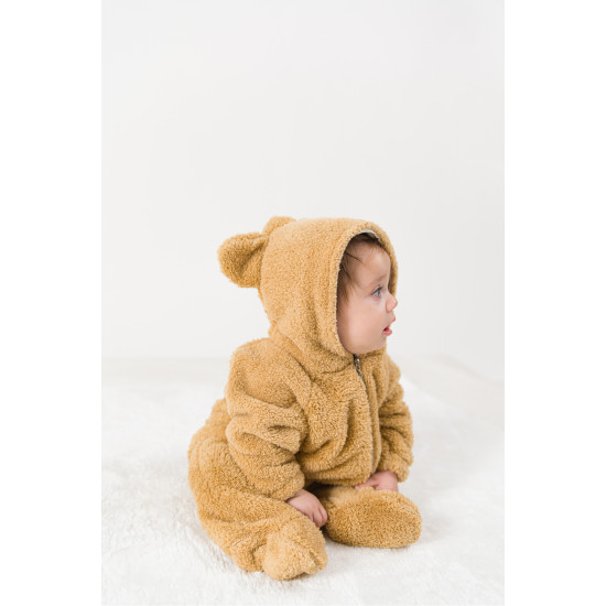 Welsoft Peluş Fermuarlı Kışlık Unisex Kız Erkek Bebek Uyku Tulumu Bebek Tulumu Çocuk Tulumu Kostümü