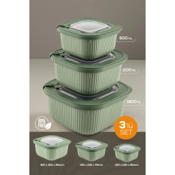 3'lü Hava Geçirmez Saklama Kabı Seti