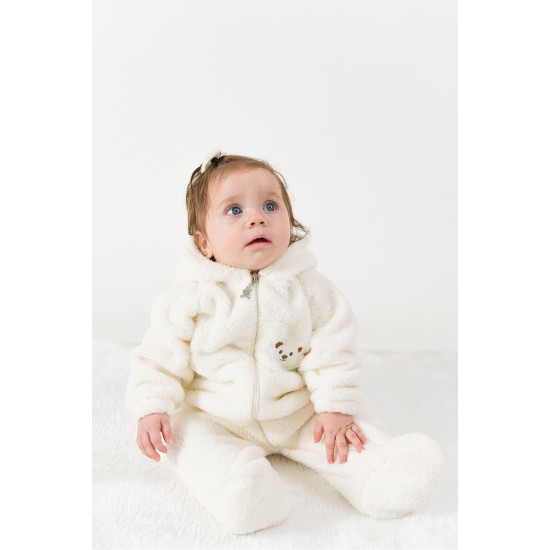 Welsoft Peluş Unisex Fermuarlı Kışlık Bebek Uyku Tulumu Bebek Tulumu Çocuk Tulumu Çocuk Kostümü TLMA