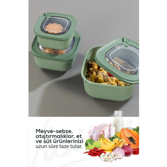 3'lü Hava Geçirmez Saklama Kabı Seti